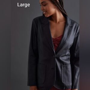Anthropologie faux leather blazer BLACK vegan oversized